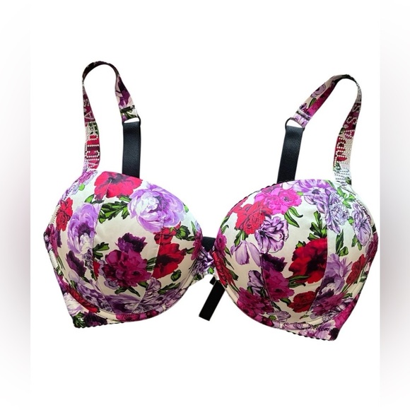Victorias Secret Bombshell Bra 34DD Floral Shine Strap Rhinestone NWOT - Picture 1 of 5